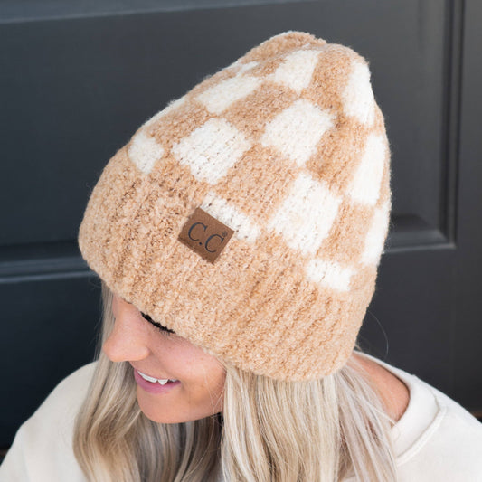 Check Boucle Beanie