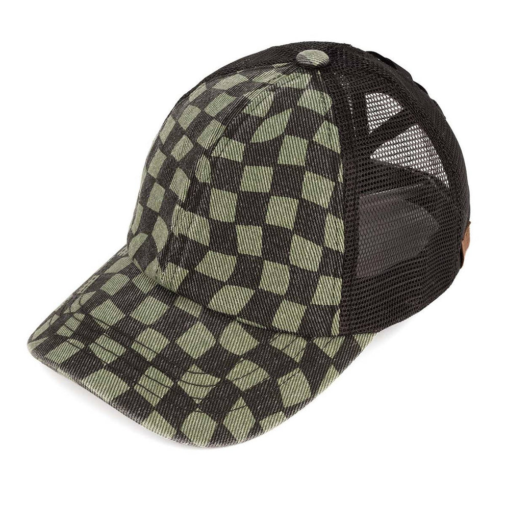 Checkered Pattern Baseball Cap – bratspurpleboutique