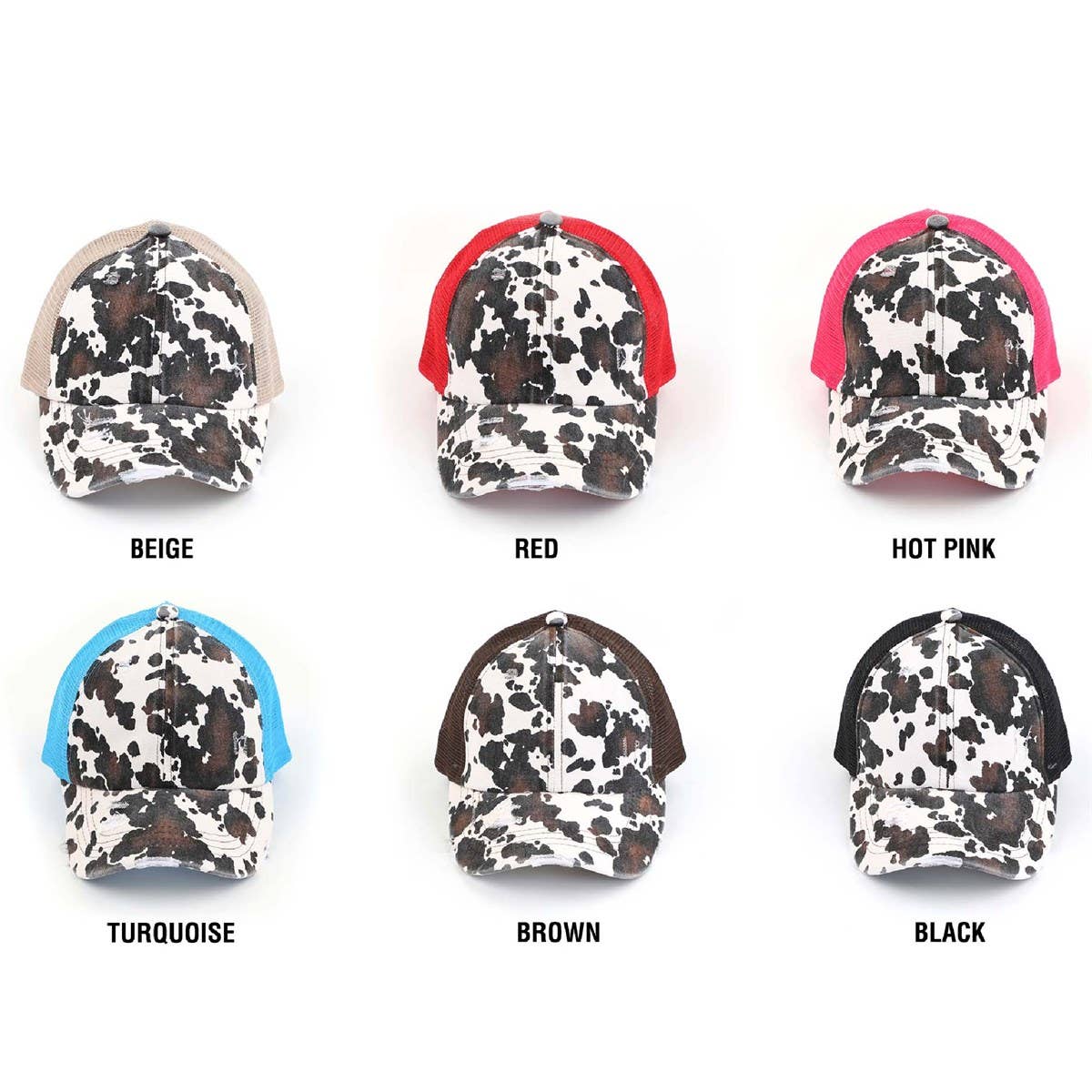 Cow Print Pony Cap Criss-Cross