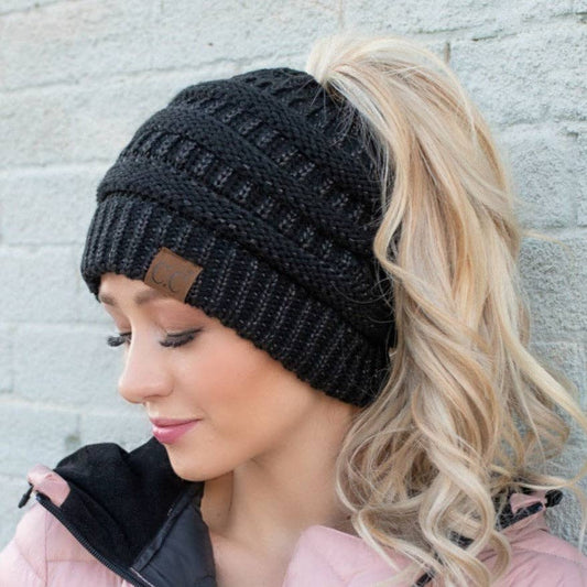Bun Metallic Beanie
